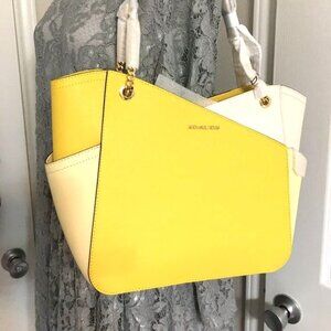 Michael Kors Jet Set Yellow Daffodil Block Chain Colorblock Tote Bag  Mic1